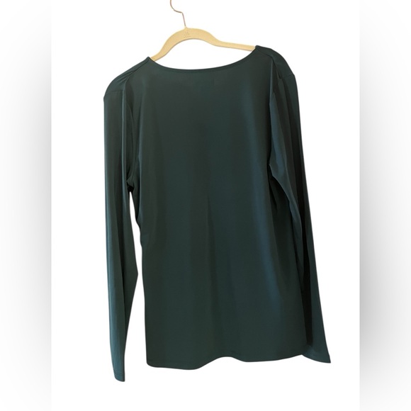Jason Wu Draped Faux Wrap Top Teal Surplice Stretch Blouse M - Picture 3 of 5
